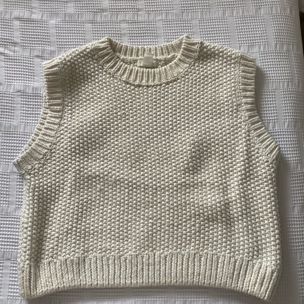 Zara Women's Cream Knit Sweater Vest